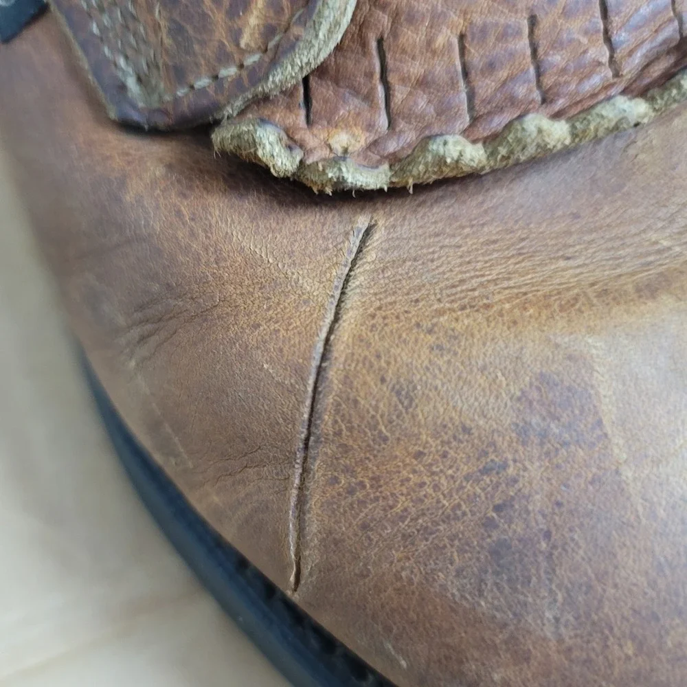 Justin Workboots Mens 10 EE Brown Leather Lace Up Double Comfort 762 USA Made